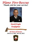 Retirement Presentation Firefighter David Engle, April 22, 2021