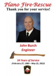 Retirement Presentation Firefighter Engineer John Burch May 25, 2023